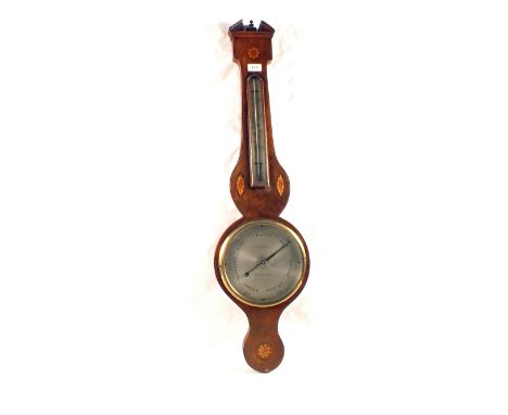 A 19th Century inlaid Mahogany banjo barometer by A.Molinair, Halesworth