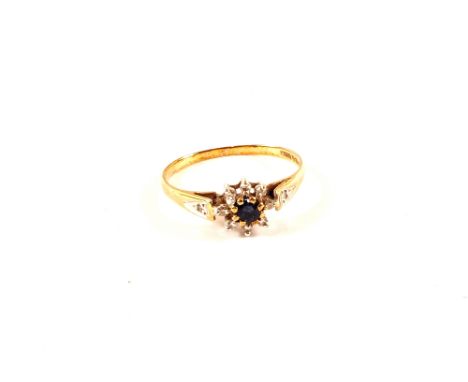 A 9ct Gold Sapphire and Diamond ring, size K