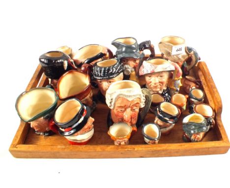 Twenty Royal Doulton character jugs (small and miniature) to include Pearly King and Queen Falstaff, Beefeater, Rip Van Winkl