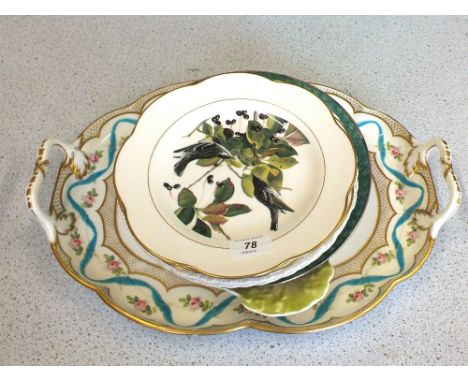 A 19th Century porcelain floral cabaret tray, Royal Worcester and other plates