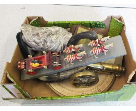 Brass cannons, horn mounted barometer and other items