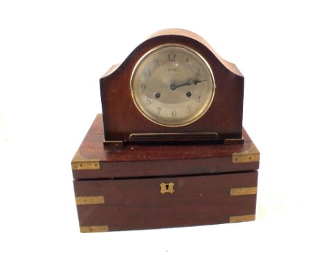 A Victorian Mahogany writing slope, an Oak mantel clock plus various paintings
