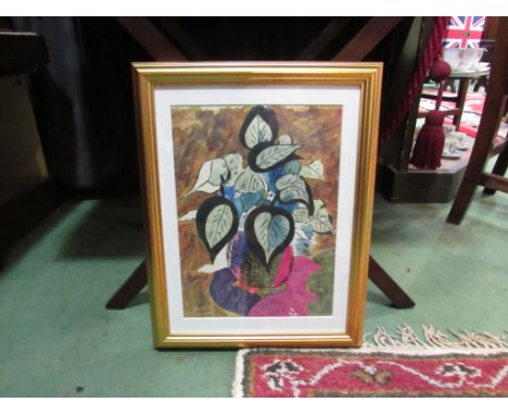 A George Broque lithograph in colours depicting vase of flowers printed by Mourlot Freres of Paris 1955, gilt framed and glaz