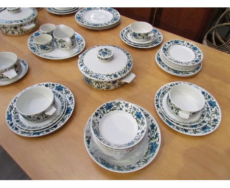 A Midwinter Spanish Garden dinner service comprising six each of medium dinner plates, soup bowls and saucers, sideplates, pl