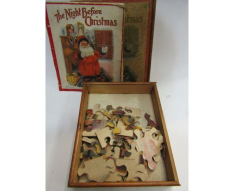 The Night before Christmas wooden jigsaw puzzle, the new double dissected puzzles c.1915, with original a/f careworn book by 