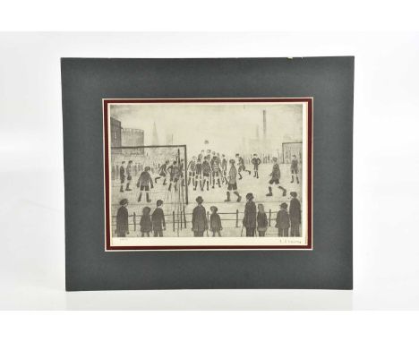 † LAURENCE STEPHEN LOWRY RBA RA (1887-1976); pencil signed limited edition print, 'The Football Match', numbered 96/850, 27 x