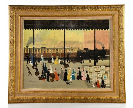 † HELEN LAYFIELD BRADLEY MBE (1900-1979); oil on board, ‘Mumps Station, Oldham' signed and dated 1971, bears label verso "Com