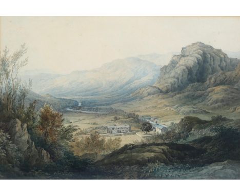 An 18th/19th century watercolour, extensive Highland landscape, unsigned, 43cm x 29cm, framedSome fading and light foxing oth