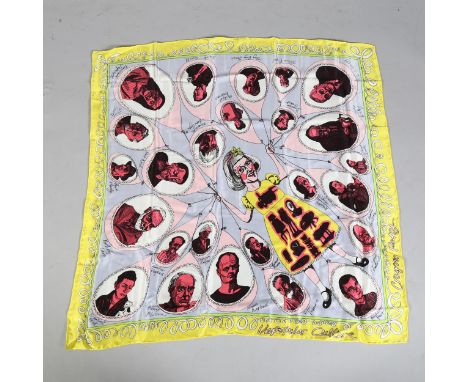 Grayson Perry, silk headscarf designed for Arts Council Collection 2008, in original box and bag, 83cm square Good condition