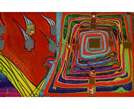Friedensreich Hundertwasser (1928-2000), an abstract lithograph /screenprint, 20cm x 30cm, unframed. 