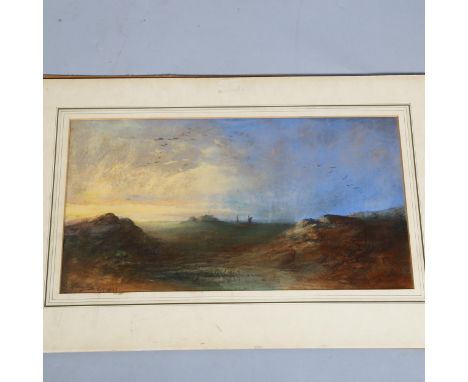 Edward Robert Smythe, pastel of sunset in Suffolk, signed and dated 1892, 49cm x 27cm, unframedGood condition, some surface s