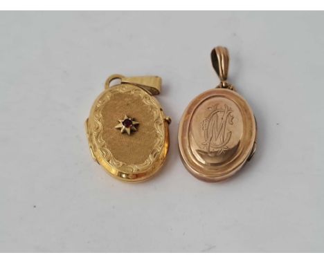 A vintage 9ct oval locket 2.8g inc and a rolled gold locket