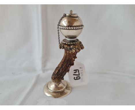 An unusual table lighter made from deer's antler - 4.5" high - unmarked 