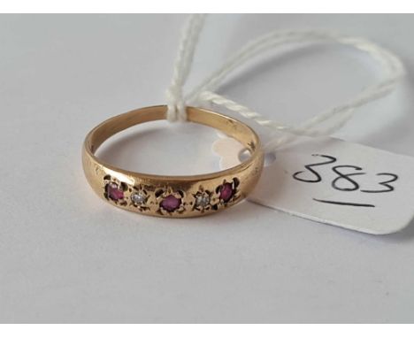 A gypsy style ruby and diamond 9ct ring size N1.8g inc