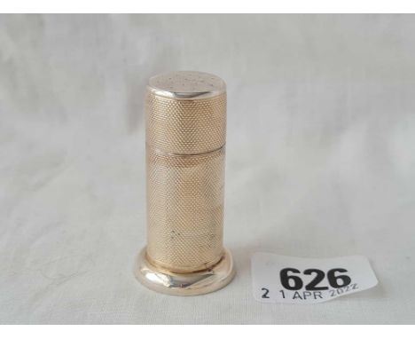 A Stamp wetter, cylindrical, engine turned, 2" high, London 1973