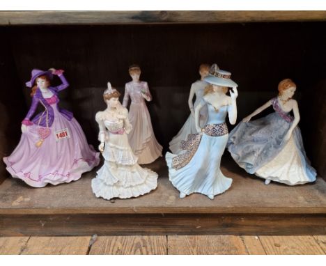 Four Coalport figures;&nbsp;together with two similar Royal Worcester examples. (6) 