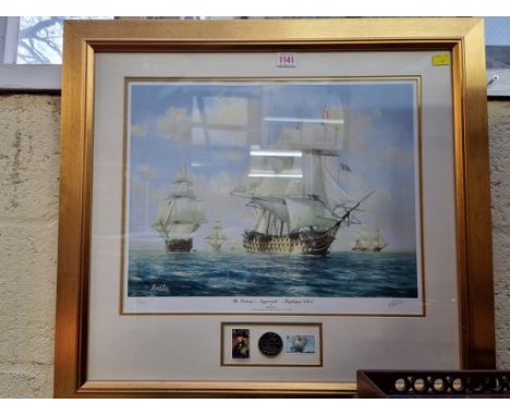 Barry G Price, 'The Victory's Approach - Trafalgar 1805', signed and numbered 30/1805, colour print, I.34 x 45.5cm, framed to