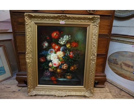 G Wegier, still life of flowers on a marble ledge, indistinctly signed, oil on panel, 49.5 x 39.5cm.&nbsp; &nbsp; 