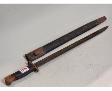 A 1907 pattern SMLE bayonet and scabbard, by Wilkinson. 