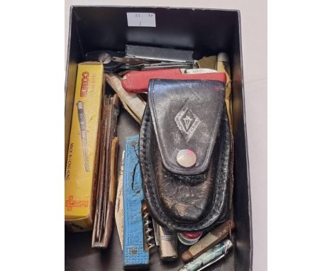 A collection of old penknives; together with a folding pocket comb, boxed. 