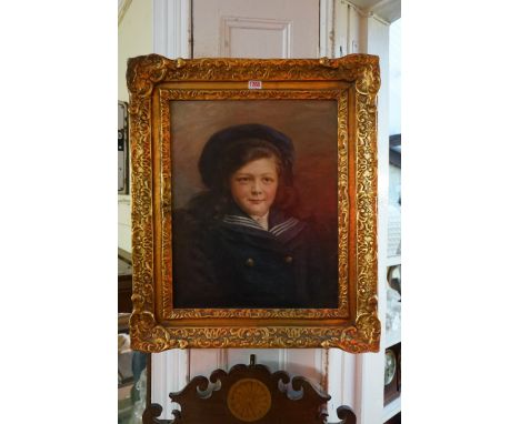 English School, first half 20th century, head and shoulders portrait of a young girl, oil on canvas, 50.5 x 40cm. 