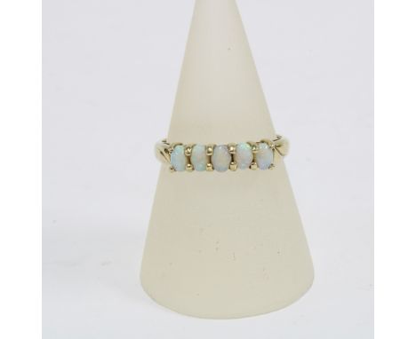 9ct gold five stone opal dress ring, size R 