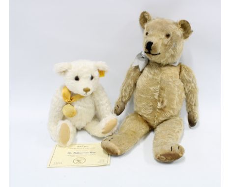 Steiff Millennium Bear, with certificate of authenticity serial no. 10423, together with a larger vintage bear approximately 