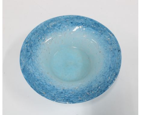 Scottish art glass bowl, blue with aventurine inclusions, 22cm diameter 