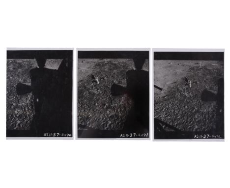 
	
		Buzz Aldrin
		A photographic sequence from the LM showing the US flag surrounded by footprints at Tranquility Base
		20 