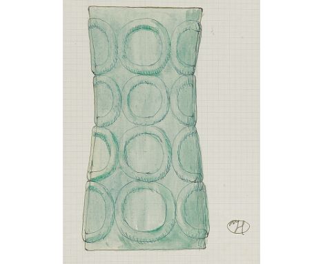 JOSEF HOFFMANN*   (Pirnitz 1870 - 1956 Wien)  Grüne Vase  Tinte und Aquarell/Papier, 26,5 x 21 cm monogrammiert JHverso besch