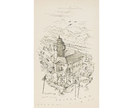 CARRY HAUSER*   (Wien 1895 - 1985 Rekawinkel)  Schloss Friedberg, 1953  Tusche/Papier, 35 x 21,2 cm monogrammiert CH und dati