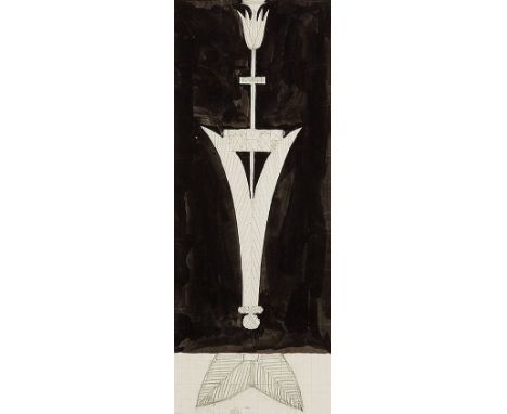 JOSEF HOFFMANN*   (Pirnitz 1870 - 1956 Wien)  Entwurf einer Lampe  Tusche und Bleistift/Papier, 30,4 x 32,8 cm auf Karton mon