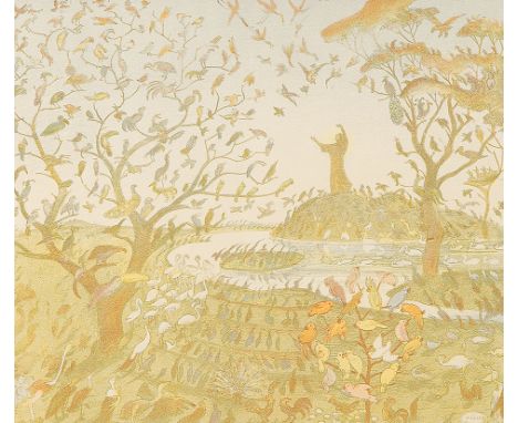 OSKAR LASKE   (Czernowitz 1874 - 1951 Wien)  Vogelpredigt des hl. Franziskus  Farblithografie/Papier, 37 x 43 cm  signiert im