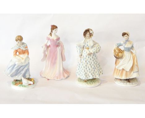 Royal Worcester china 'Old Country Ways' figures to include the Farmers Wife, the Bakers Wife, 'The Romantic' and 'Grace' (4)