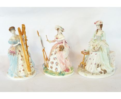 A Royal Worcester bone china figure of female figure 'Poetry', a Royal Worcester fine bone china figure 'Painting' and a Roya