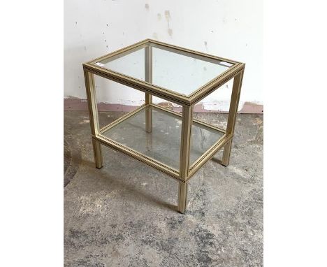 Peirre Vandel, A contemporary two tier glass and brass lamp table, H51cm, W50cm, D41cm