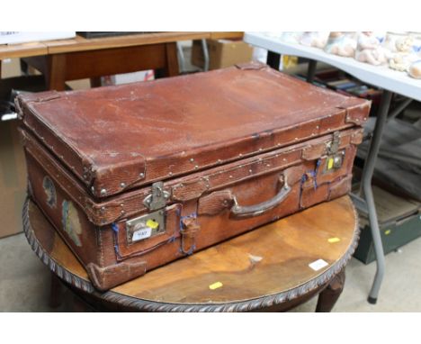 A vintage leather suitcase