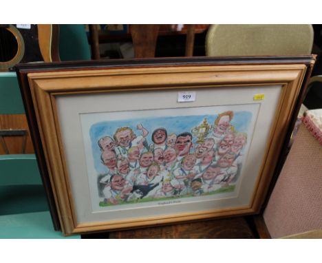 A framed print 'England's Pride' and Alexander Charles Jones pencil signed print 'Cocks Only'
