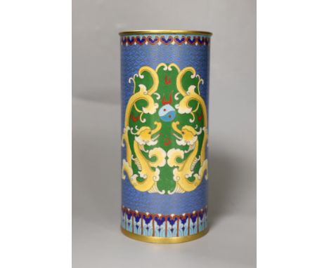 A Chinese cloisonné enamel sleeve vase, 21cm