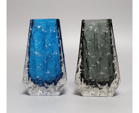 Two Whitefriars glass ‘coffin’ vases, 13cm