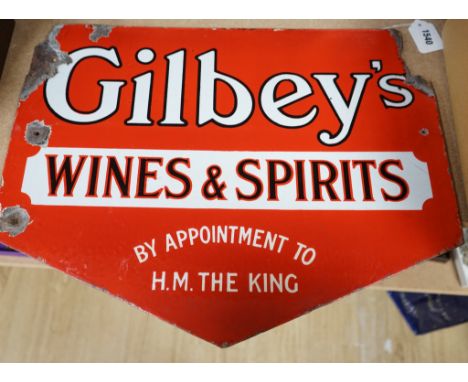 A Gibley's wines and spirits enamel sign, 53 cms wide x 42 high,