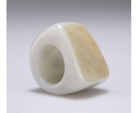 A CHINESE JADE ARCHER'S THUMB RING of D-section. 3.5 cm wide