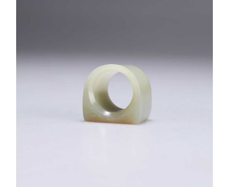 A CHINESE JADE ARCHER'S THUMB RING of D-section. 3cm wide