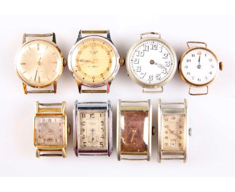 EIGHT VARIOUS STRAP WATCH FACES including TIMEX; GALIA; and SMITHS; all lacking straps. (8)All in poor condition, spare and r
