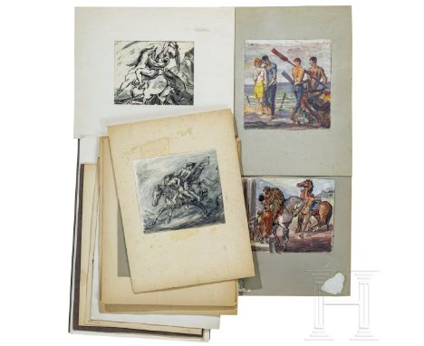 Franz Reinhardt d. Ä., 15 Aquarelle, deutsch, 1. Hälfte 20. Jhdt.   Wasserfarbe auf Papier. 15 überwiegend mythologisch inspi