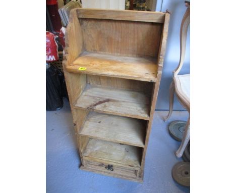 A modern pine four tier wall shelf with a single drawer below, 43 h x 19 3/4 w