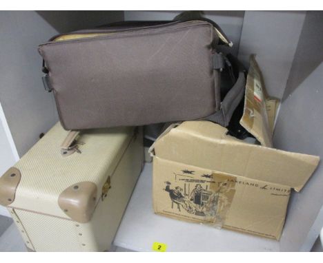 A Vicker's microscope, together with a Singer sewing machine, a projector, a Canon camera and other items