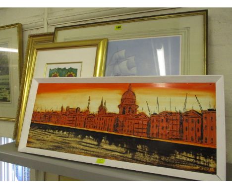 W Bird - Waterway scene - a retro oil on board, signed in capitals to lower right corner, together with a late 20th century o