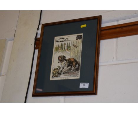 After Louis Wain, a framed and glazed colour print "He's Got My Bone"