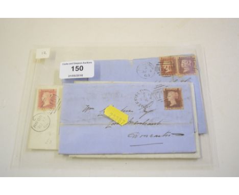 Queen Victoria Penny Red two stars on covers bearing provincial post marks (5)